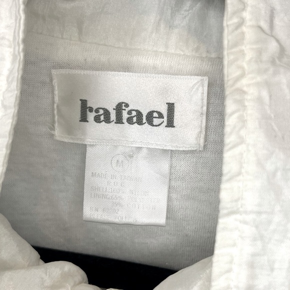 Rafael 90s White Zip Up Windbreaker w/ Embroidered Abstract Design - Picture 3 of 5